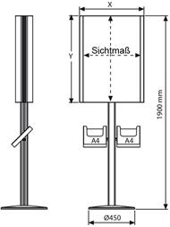 Konvex-Plakatständer auf Zentralprofilgestell